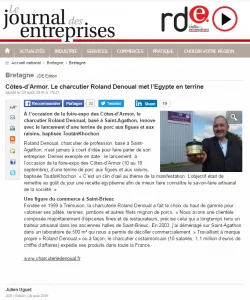 Journal des Entreprises Côtes-d’Armor. Le charcutier Roland Denoual met l’Egypte en terrine